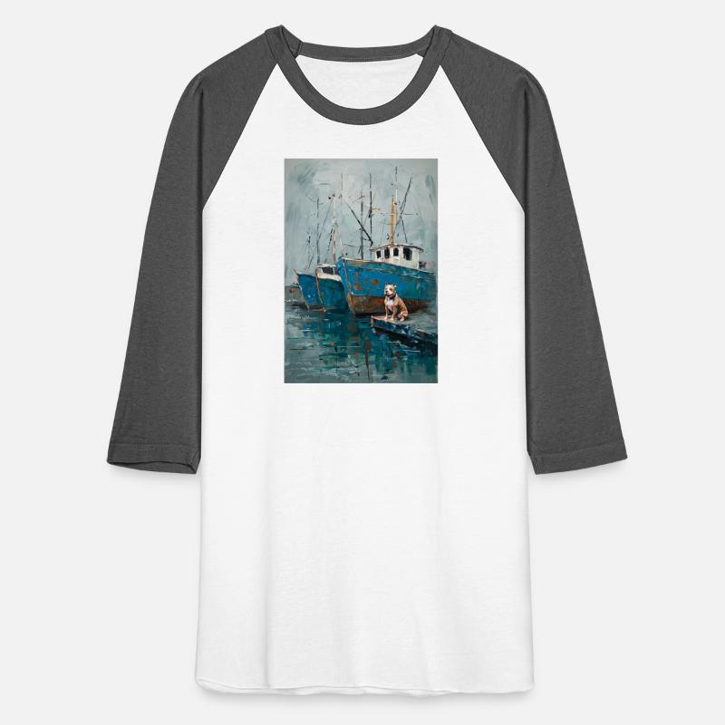 Abstract Fishing Boats And Playful Pitbull