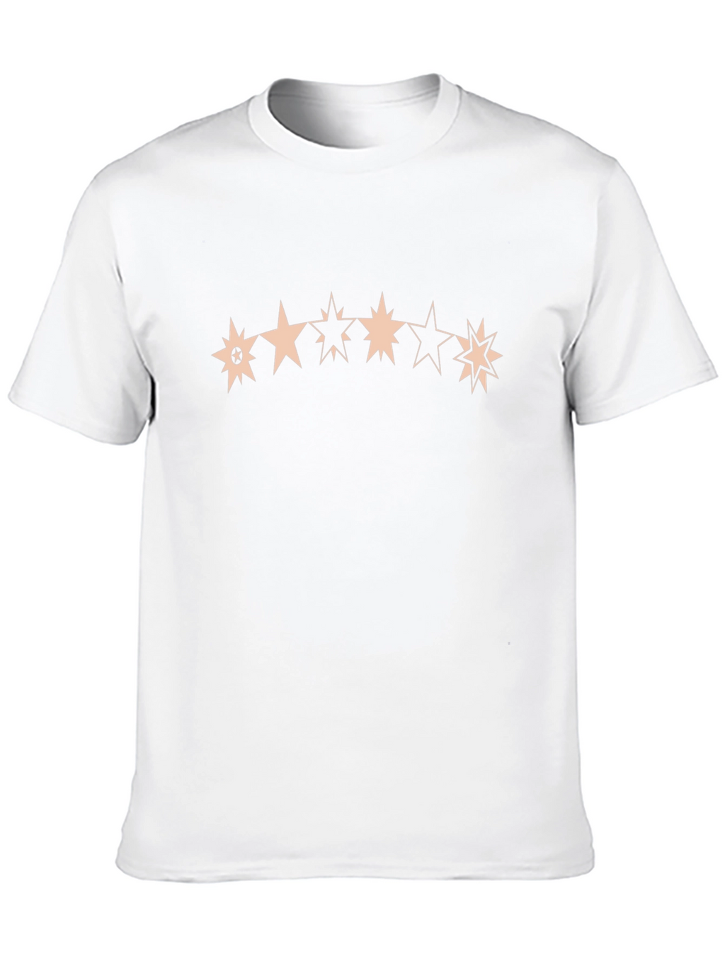 Star Pattern Crew Neck T-Shirt - Black