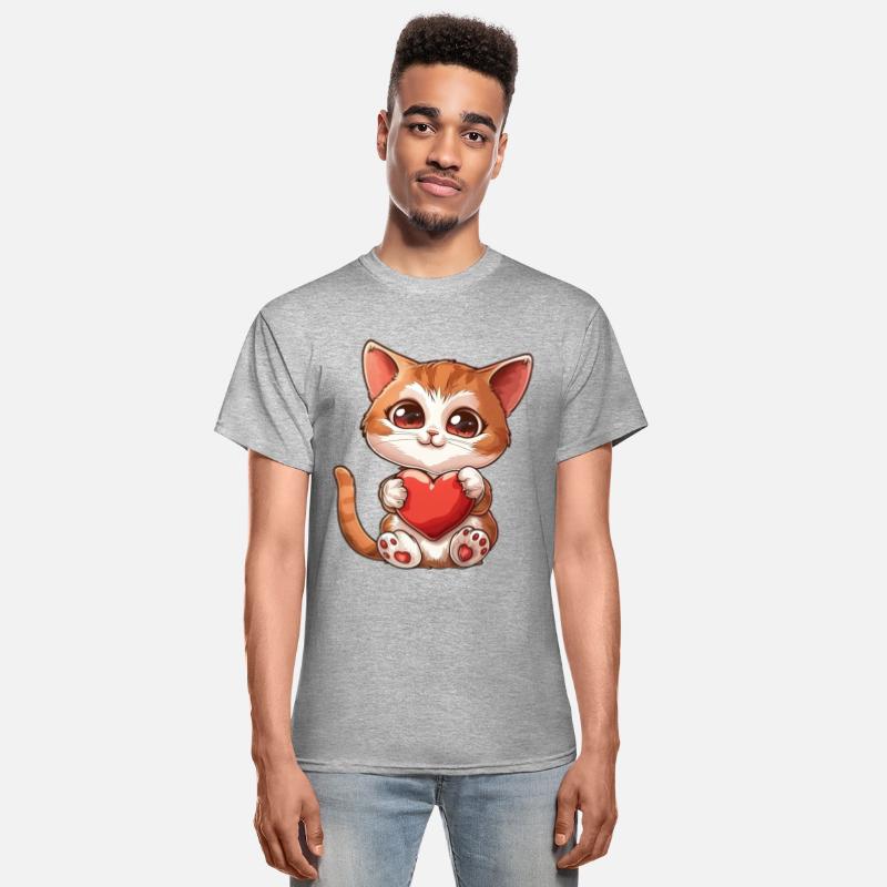 Adorable Kitten Holding Heart With Big Eyes