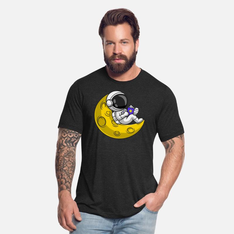 Astronaut Reading On Crescent Moon