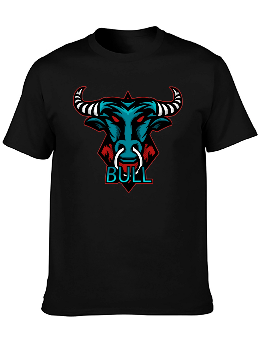 Bull Graphic Tee - Black Crewneck T-Shirt
