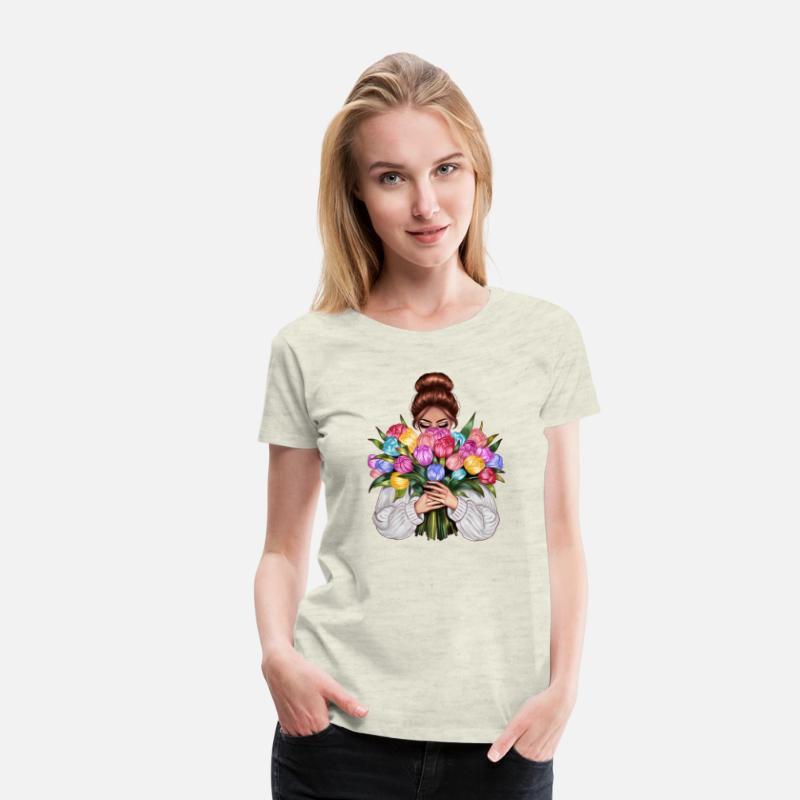 Auburn hair woman with a bouquet of flowers