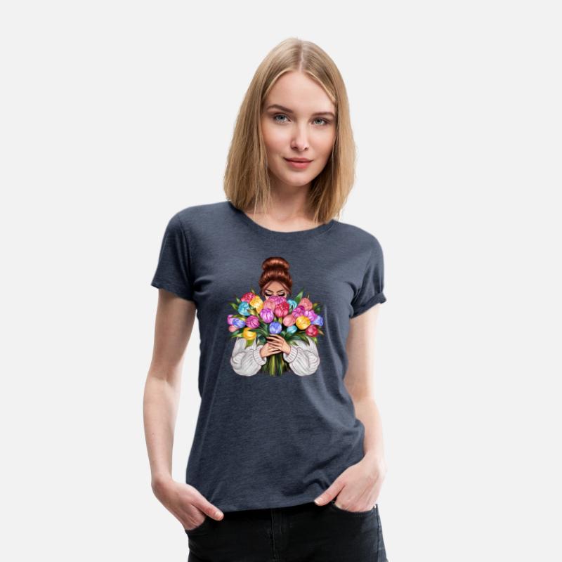 Auburn hair woman with a bouquet of flowers