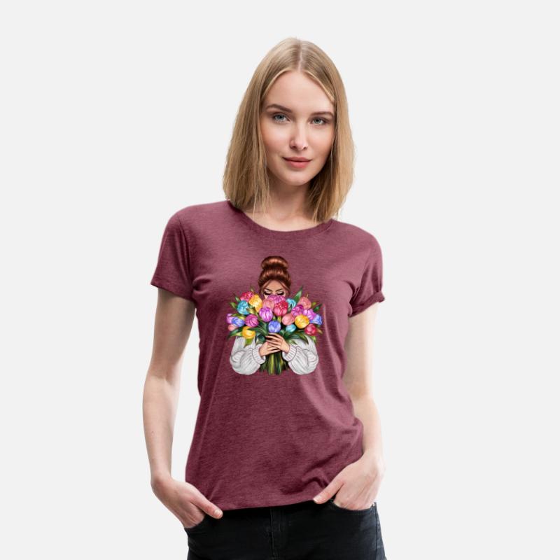Auburn hair woman with a bouquet of flowers
