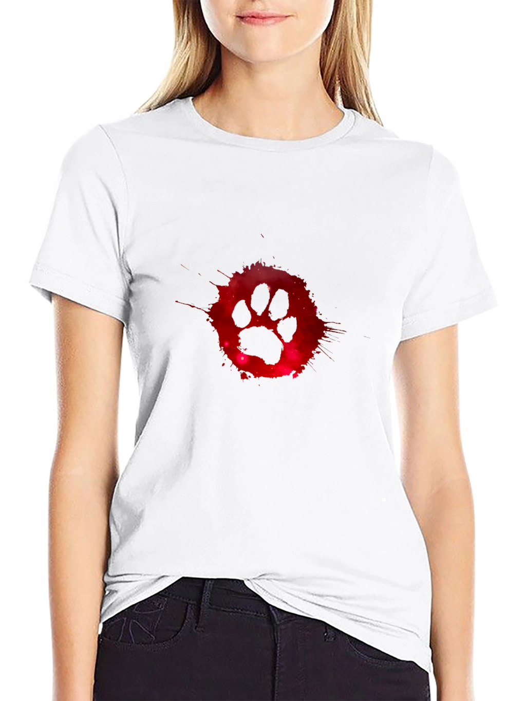 Cosmic Paw Print Graphic Tee - Black