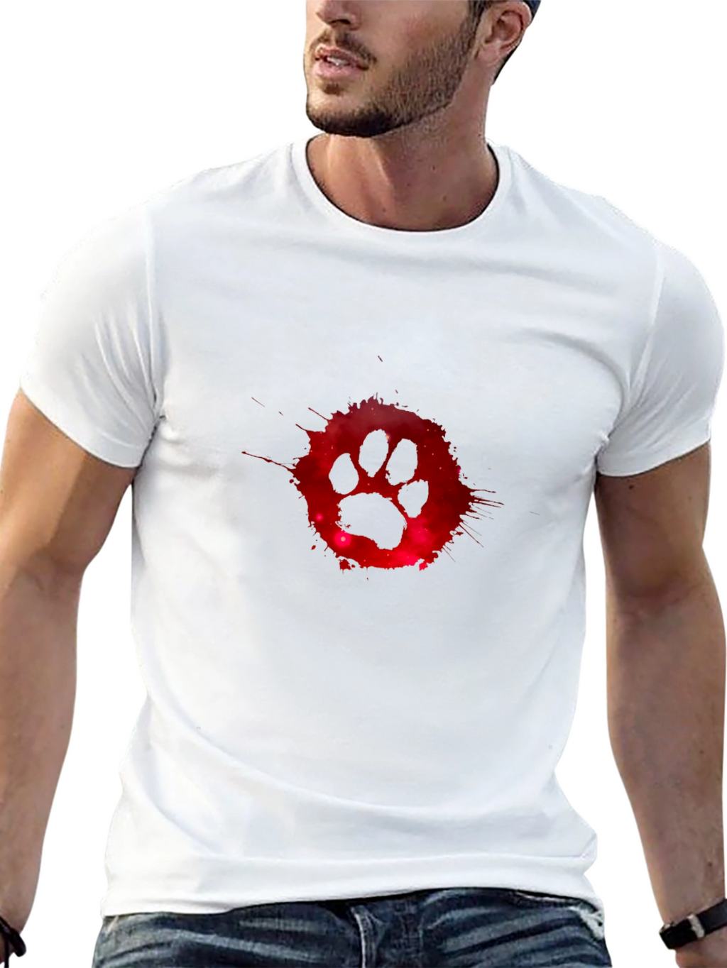 Cosmic Paw Print Graphic Tee - Black