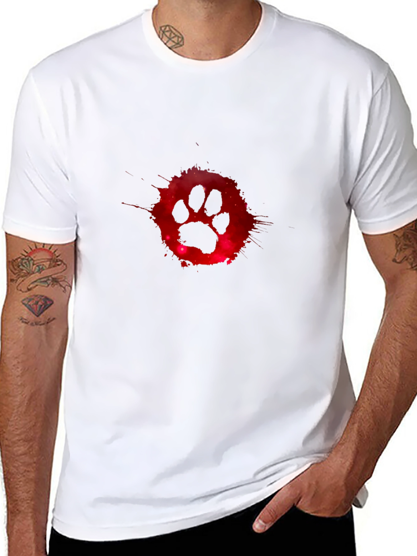 Cosmic Paw Print Graphic Tee - Black