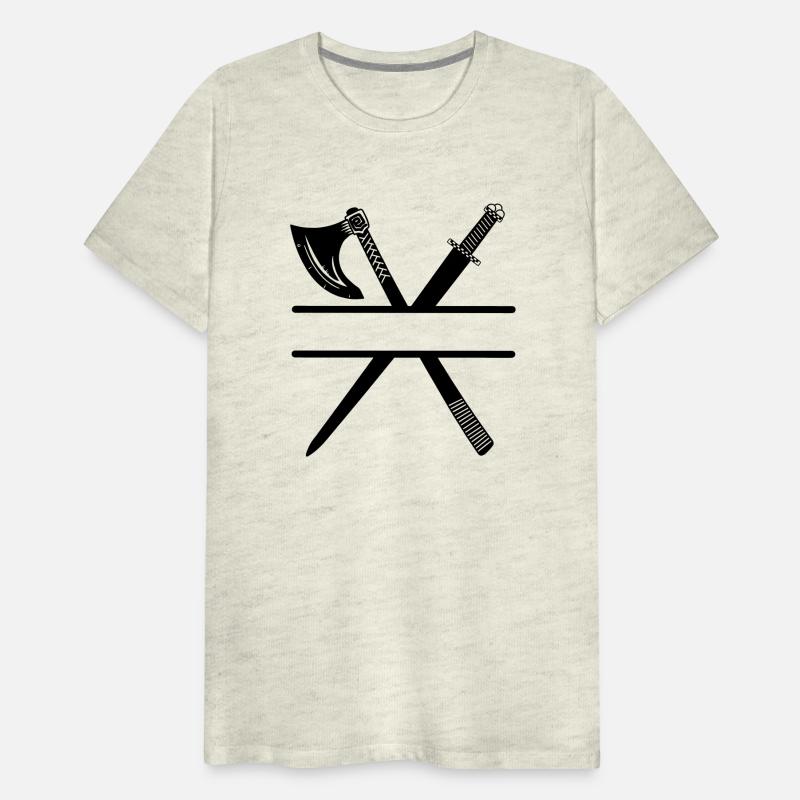 Ax and sword of knight or viking crossed