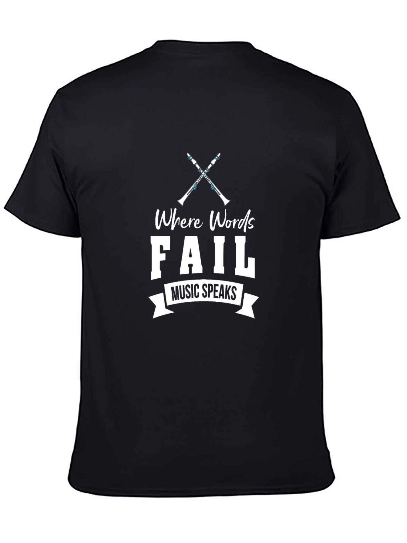 Where Words Fail Music Speaks Black T-Shirt