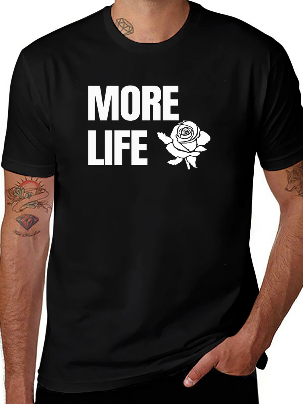 More Life Rose Graphic T-Shirt - Black