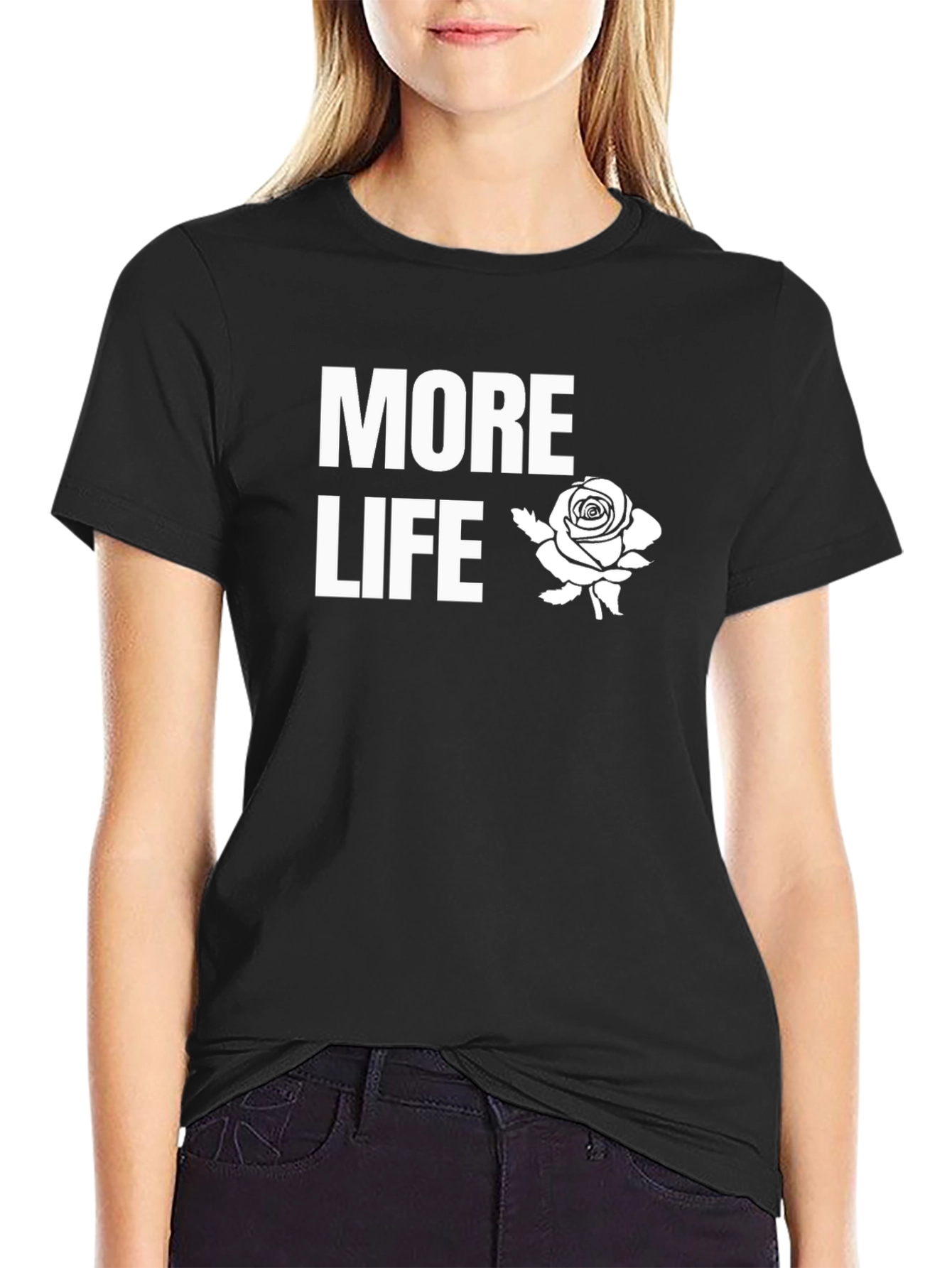 More Life Rose Graphic T-Shirt - Black