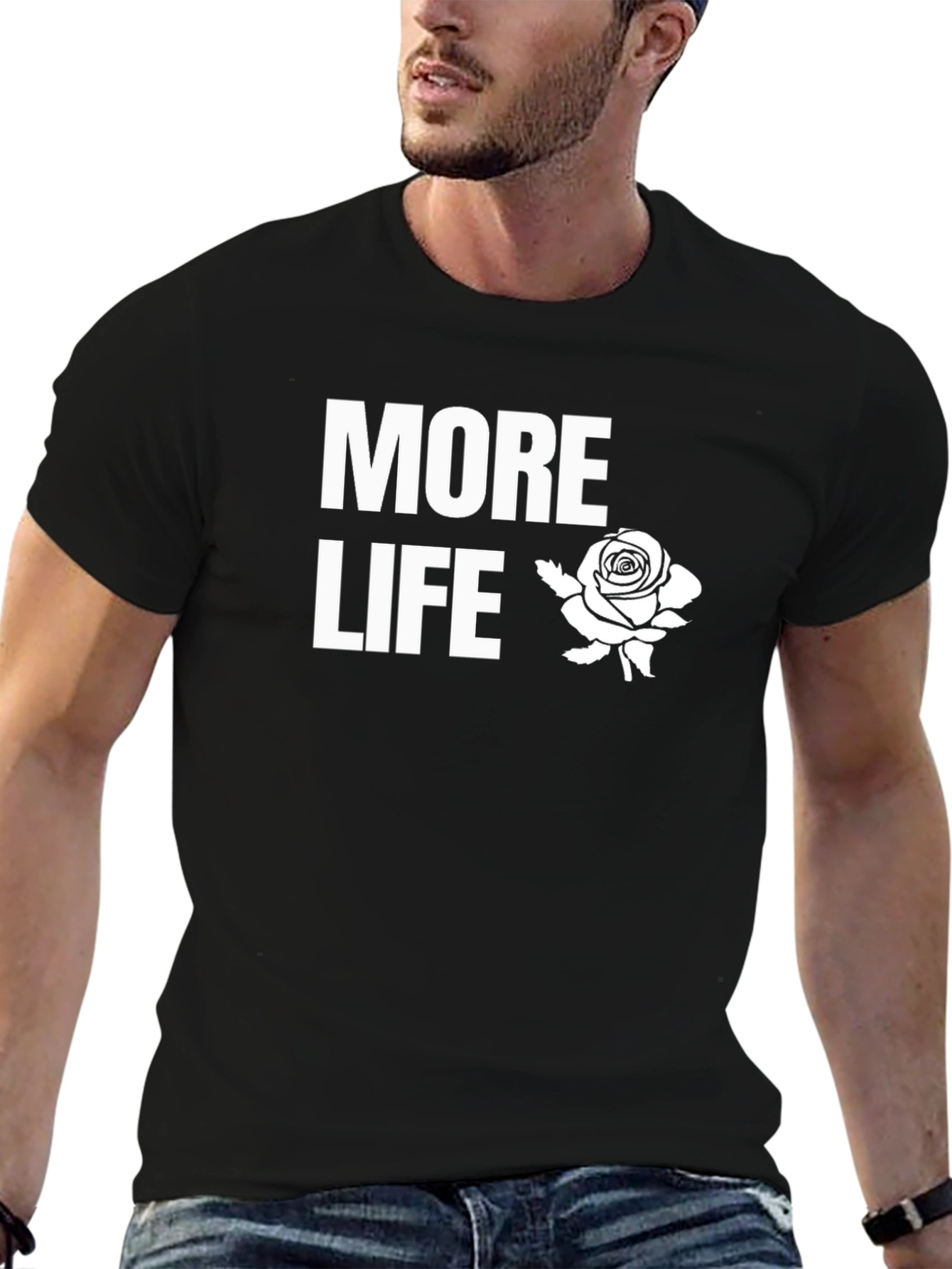 More Life Rose Graphic T-Shirt - Black