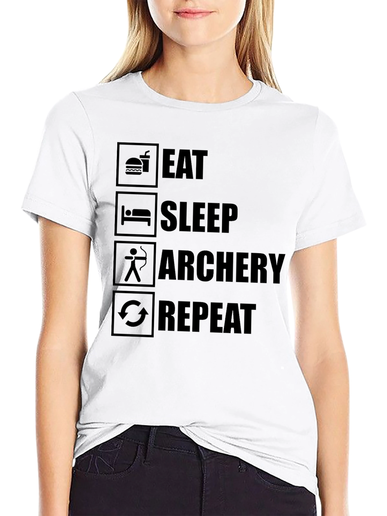 Eat Sleep Archery Repeat Black T-Shirt