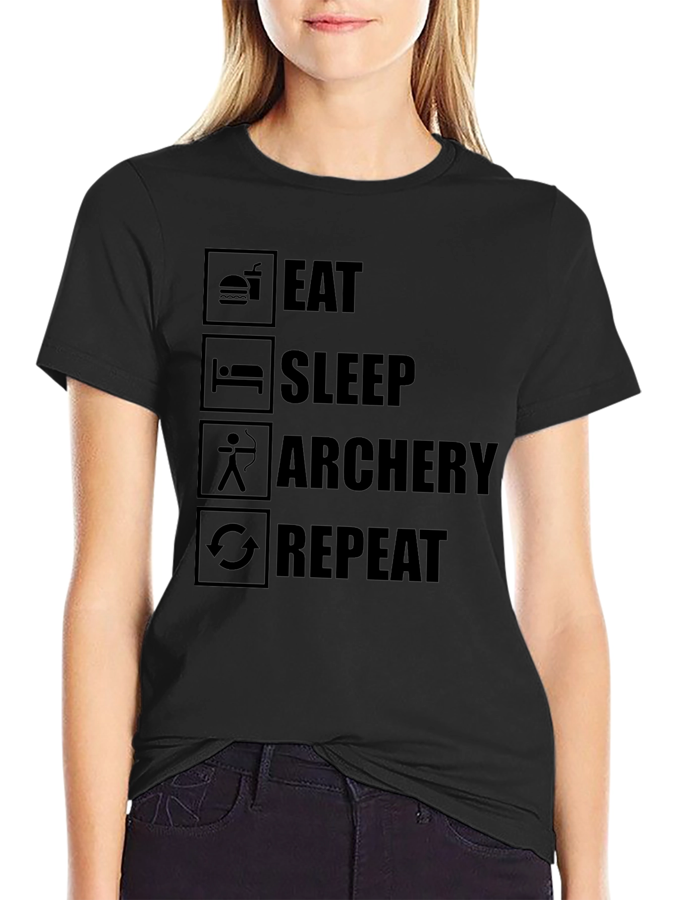 Eat Sleep Archery Repeat Black T-Shirt