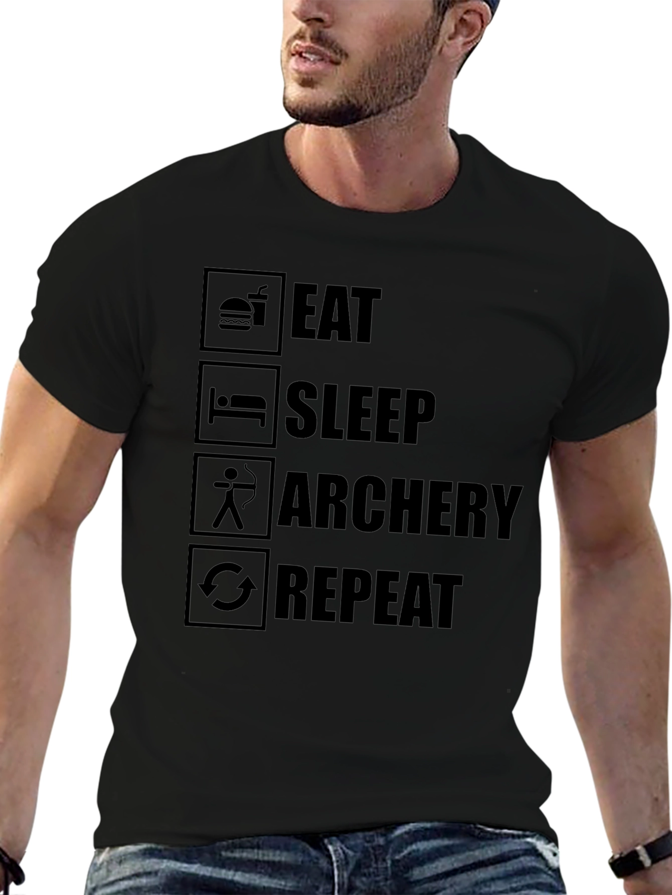 Eat Sleep Archery Repeat Black T-Shirt