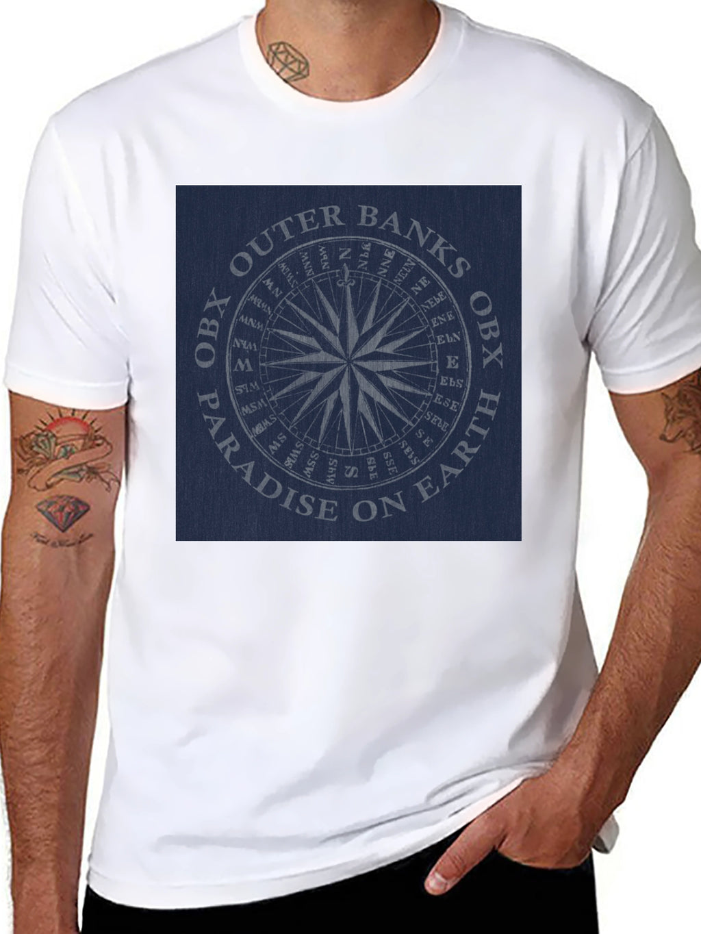Outer Banks OBX Paradise Compass Black T-Shirt