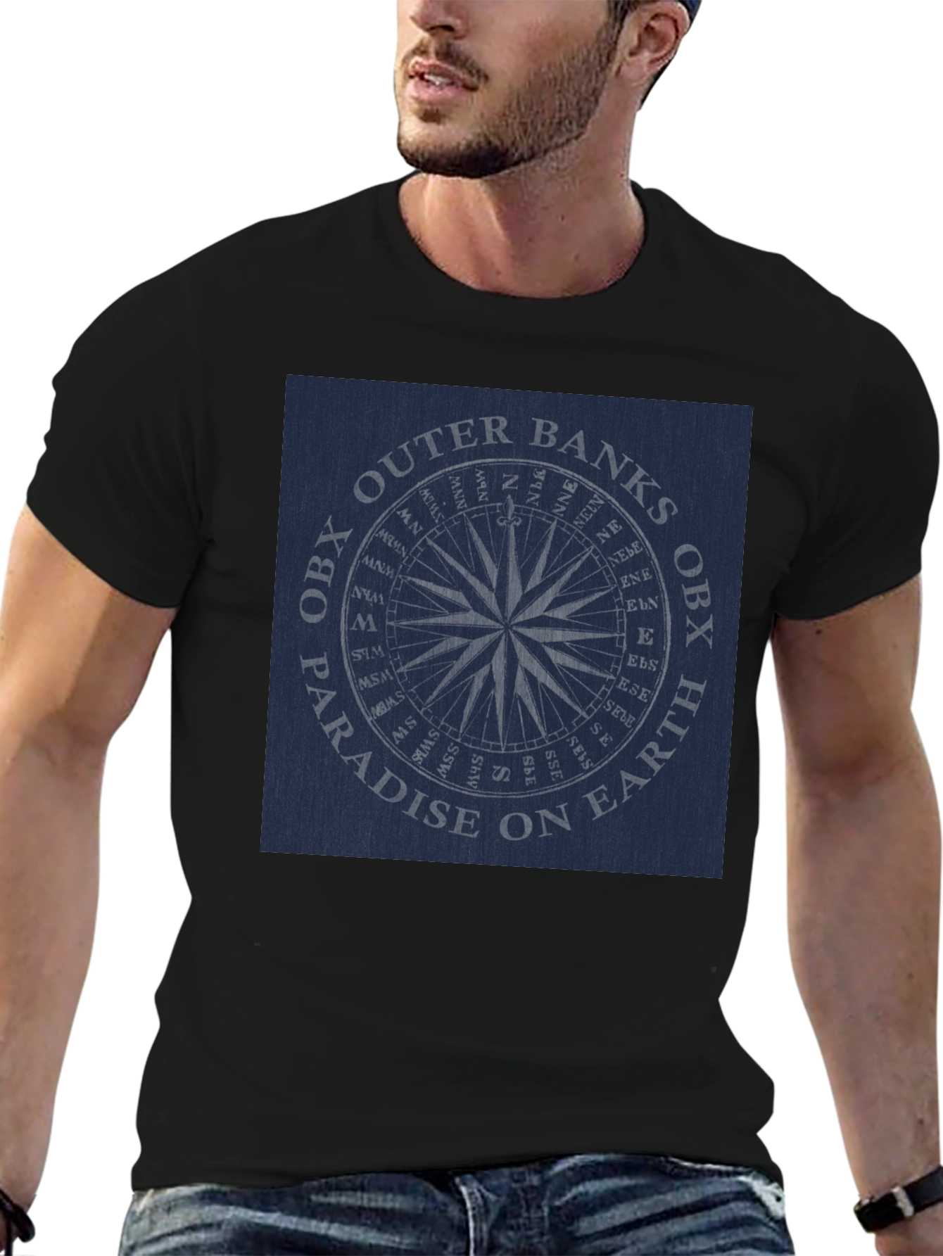 Outer Banks OBX Paradise Compass Black T-Shirt