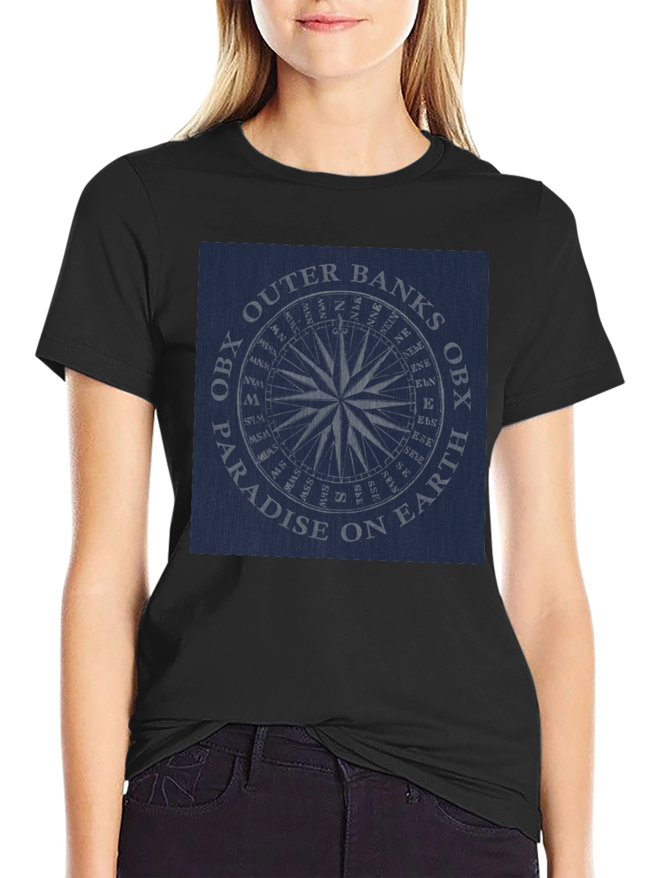 Outer Banks OBX Paradise Compass Black T-Shirt