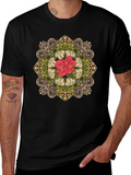 Floral Mandala Graphic Black T-Shirt