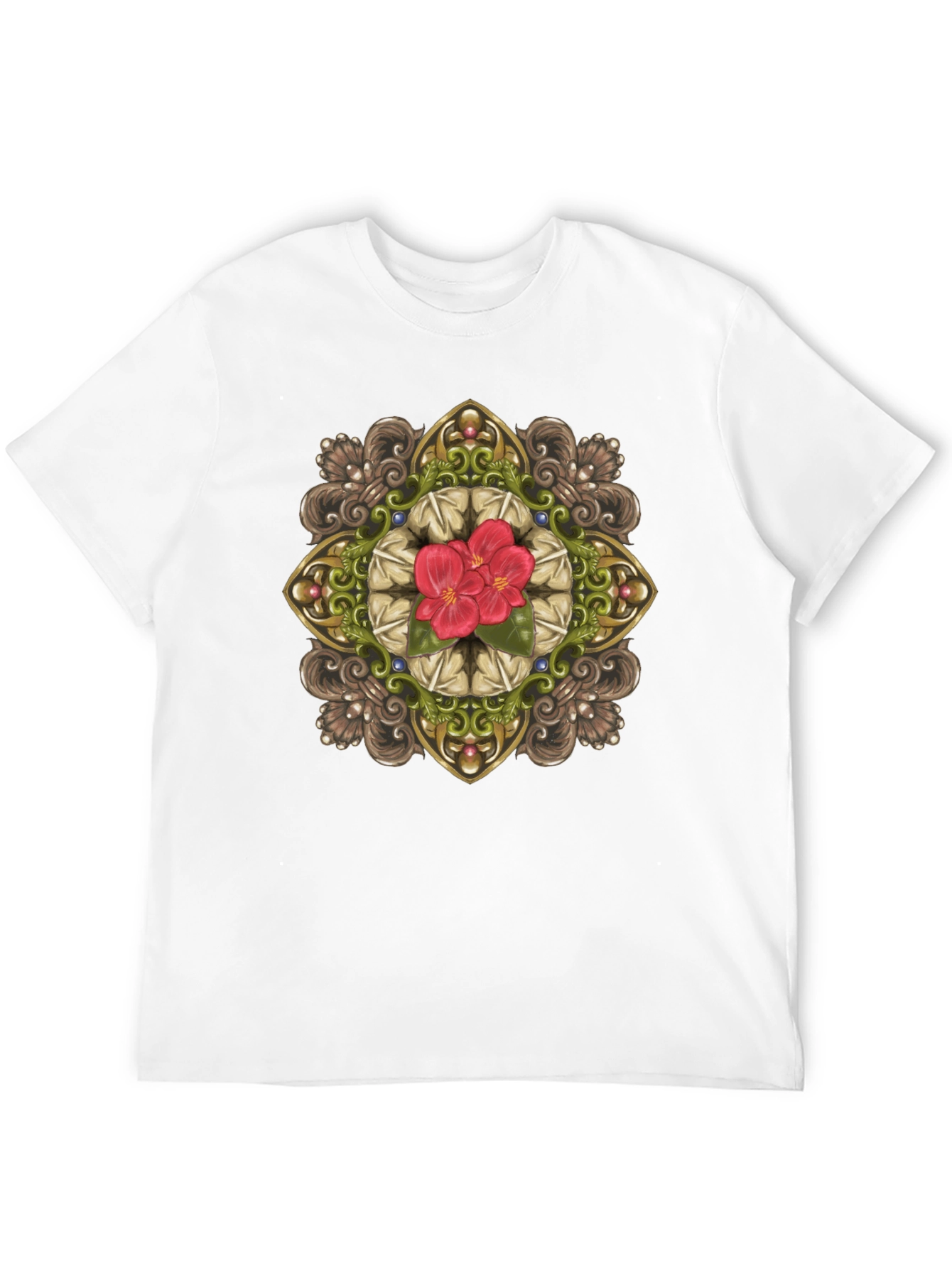 Floral Mandala Graphic Black T-Shirt