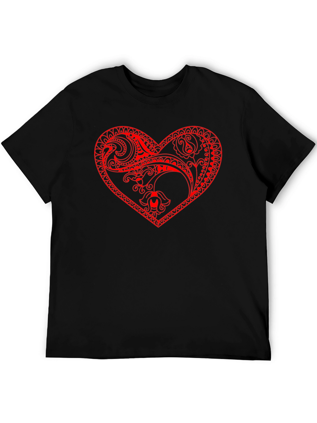 Black Tee with Red Heart Design