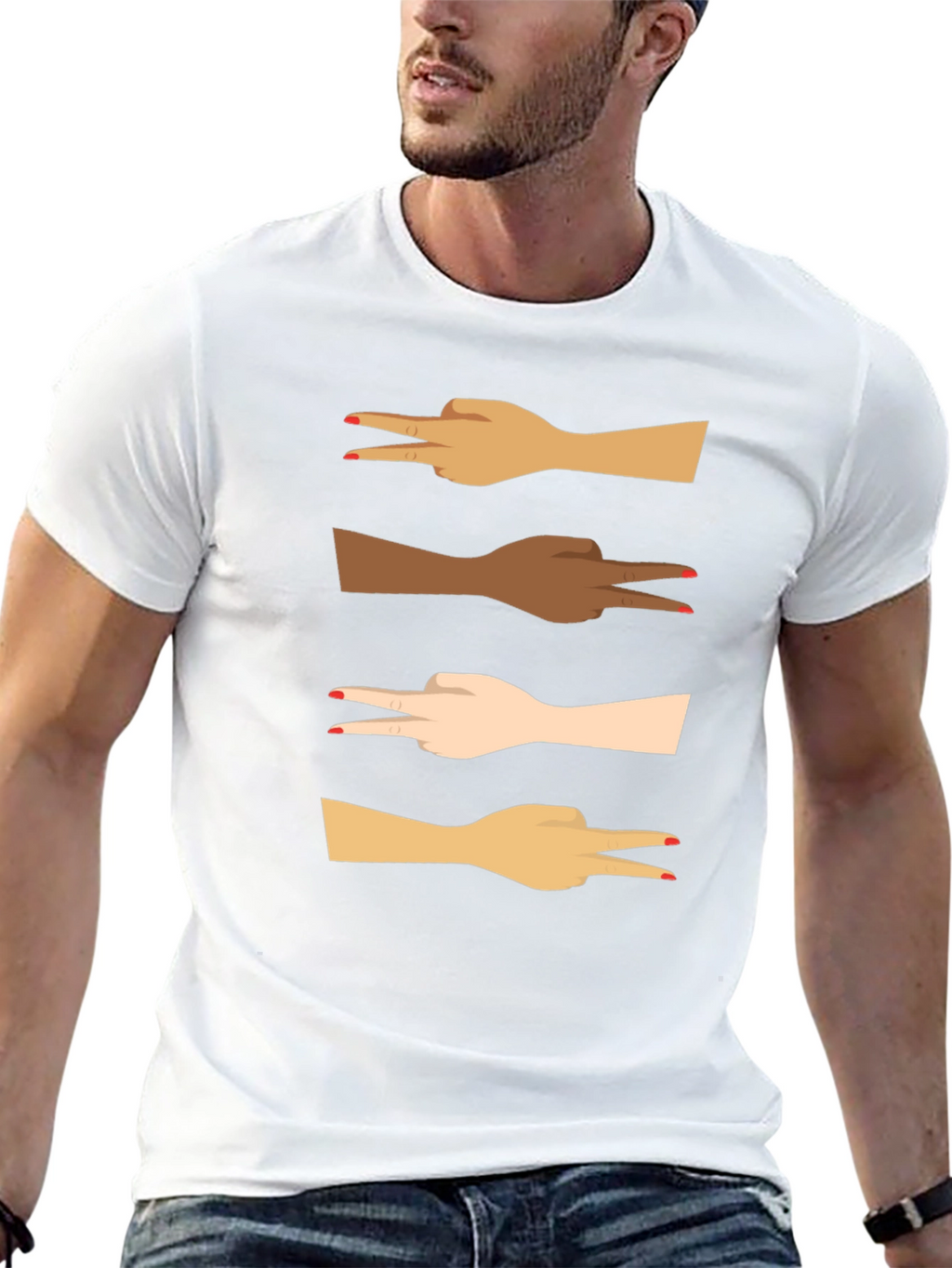 Diversity Peace Sign Graphic Tee - Black Unisex T-Shirt