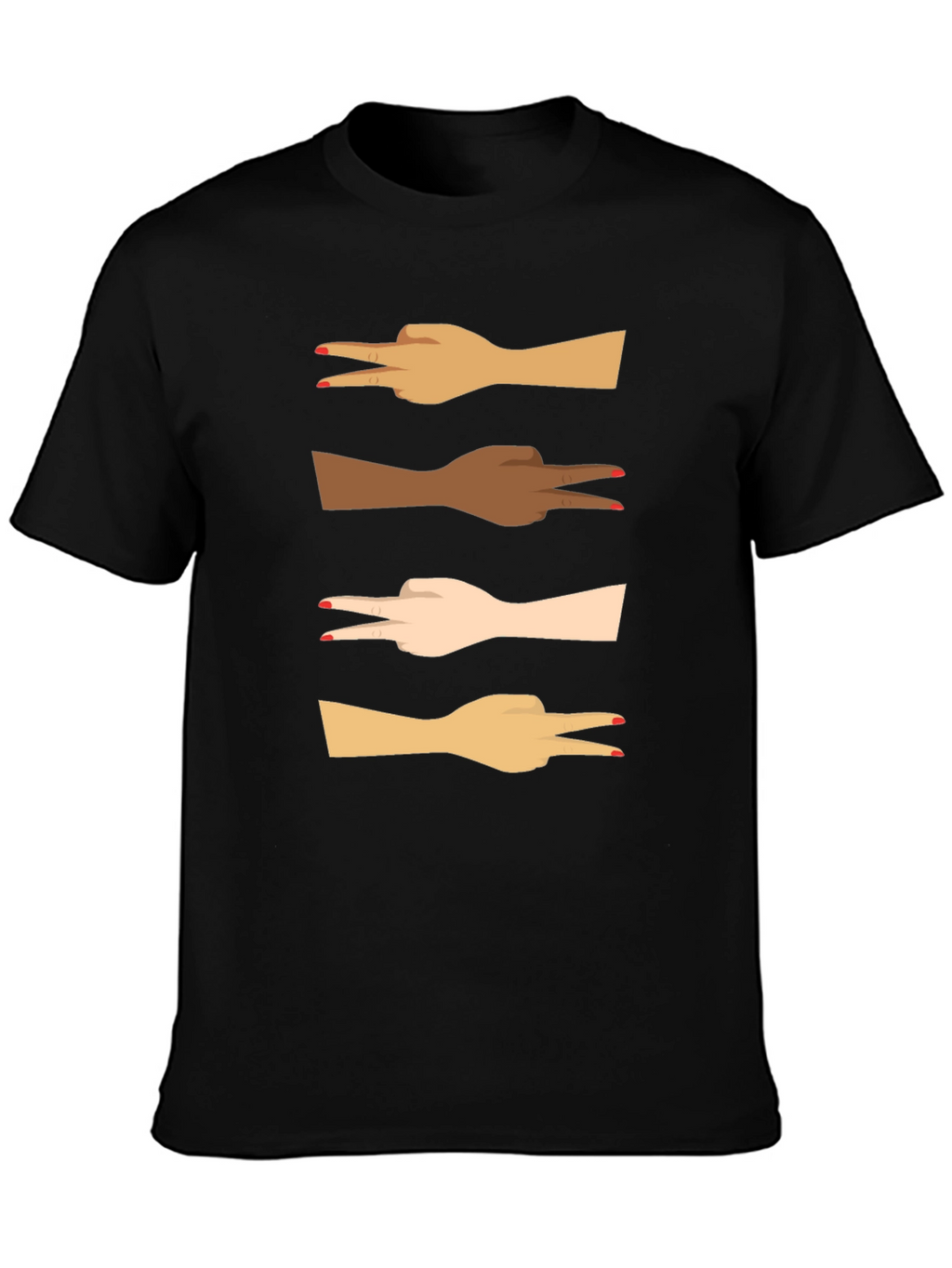 Diversity Peace Sign Graphic Tee - Black Unisex T-Shirt