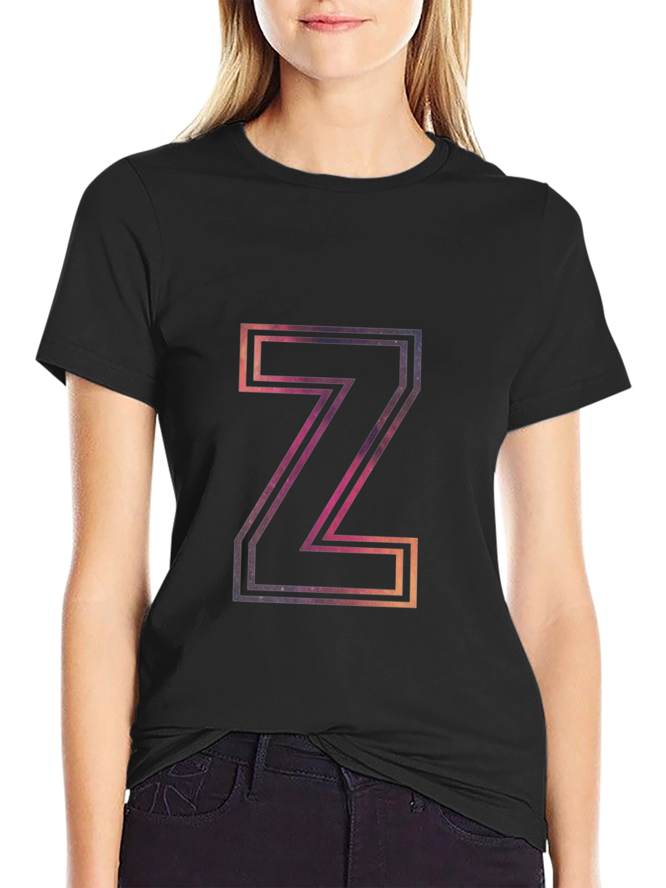 Letter Z Graphic Tee - Galaxy Print