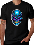 Cyberpunk Skull Graphic T-Shirt