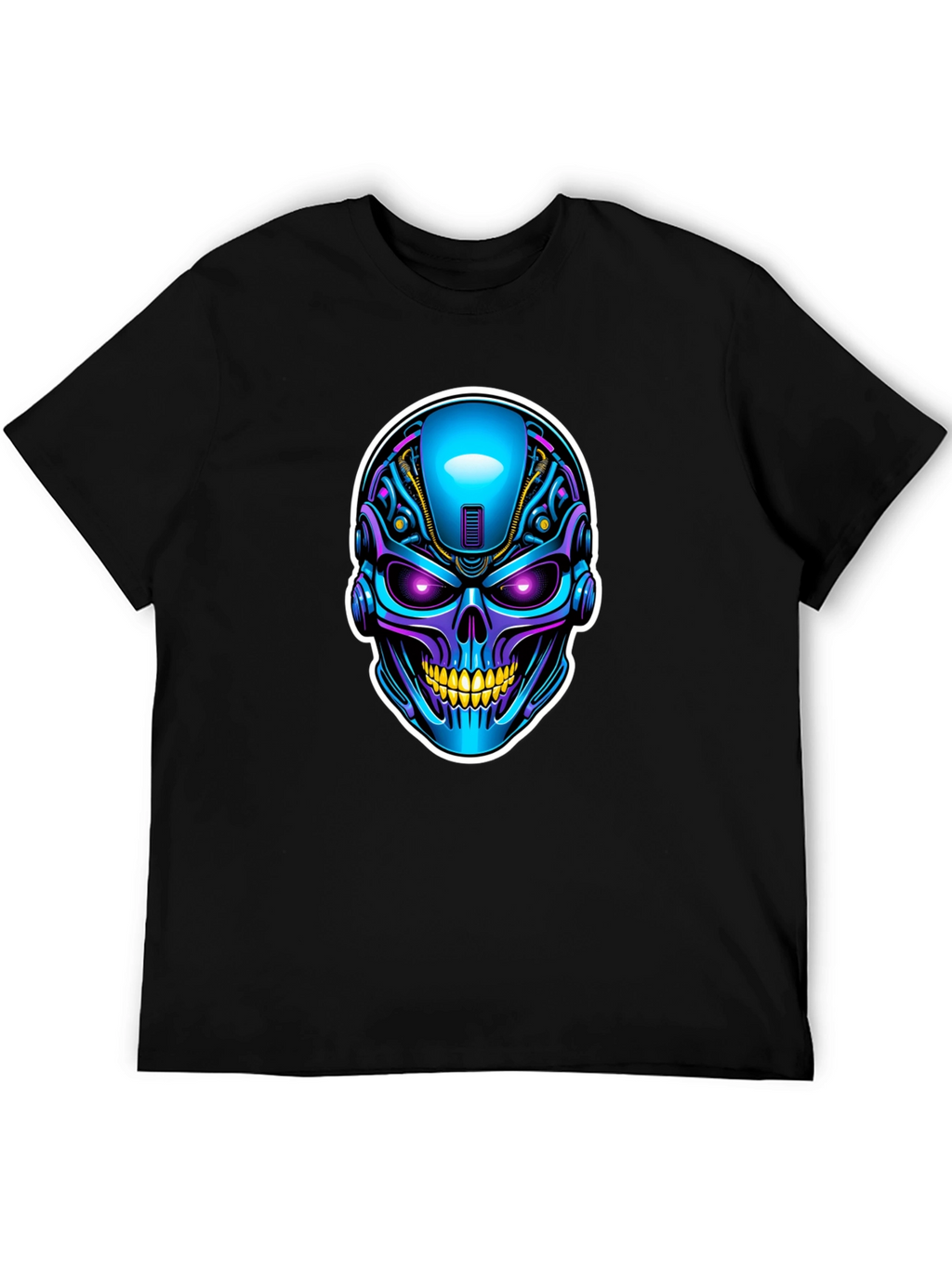 Cyberpunk Skull Graphic T-Shirt