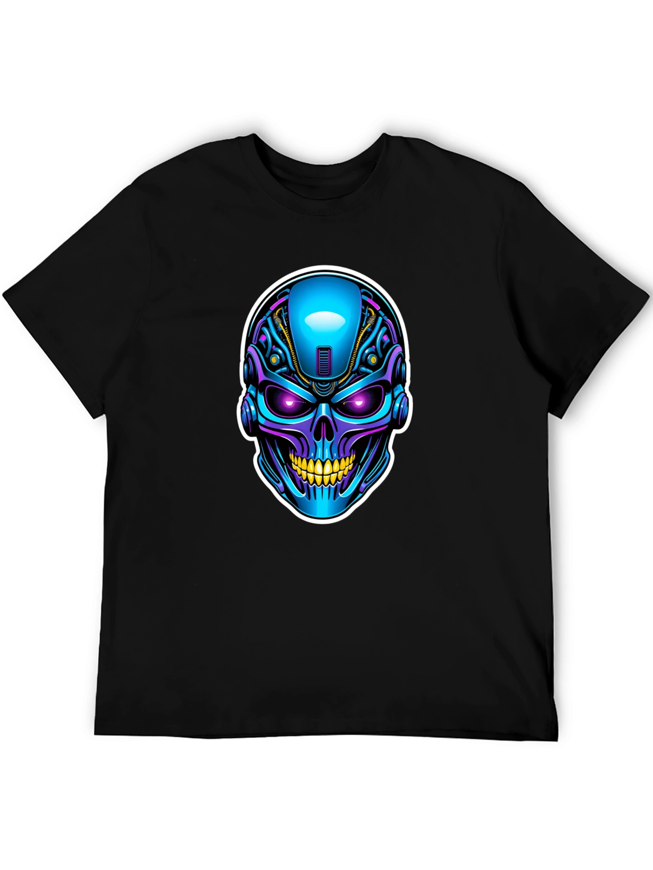 Cyberpunk Skull Graphic T-Shirt