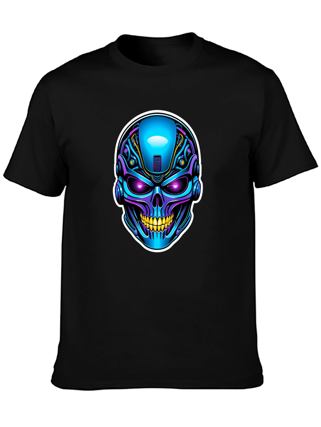 Cyberpunk Skull Graphic T-Shirt