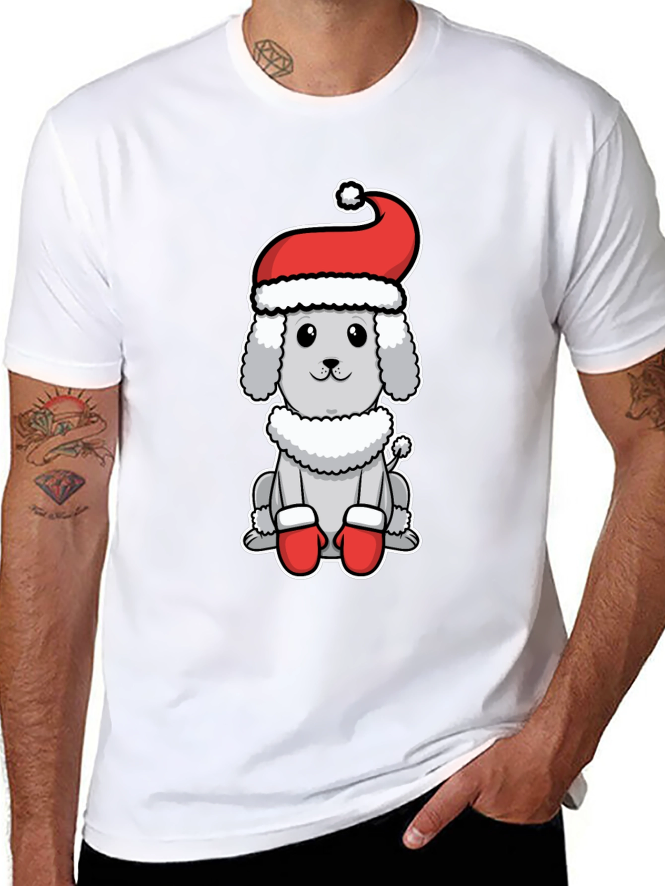 Festive Poodle Tee - Holiday Dog Shirt