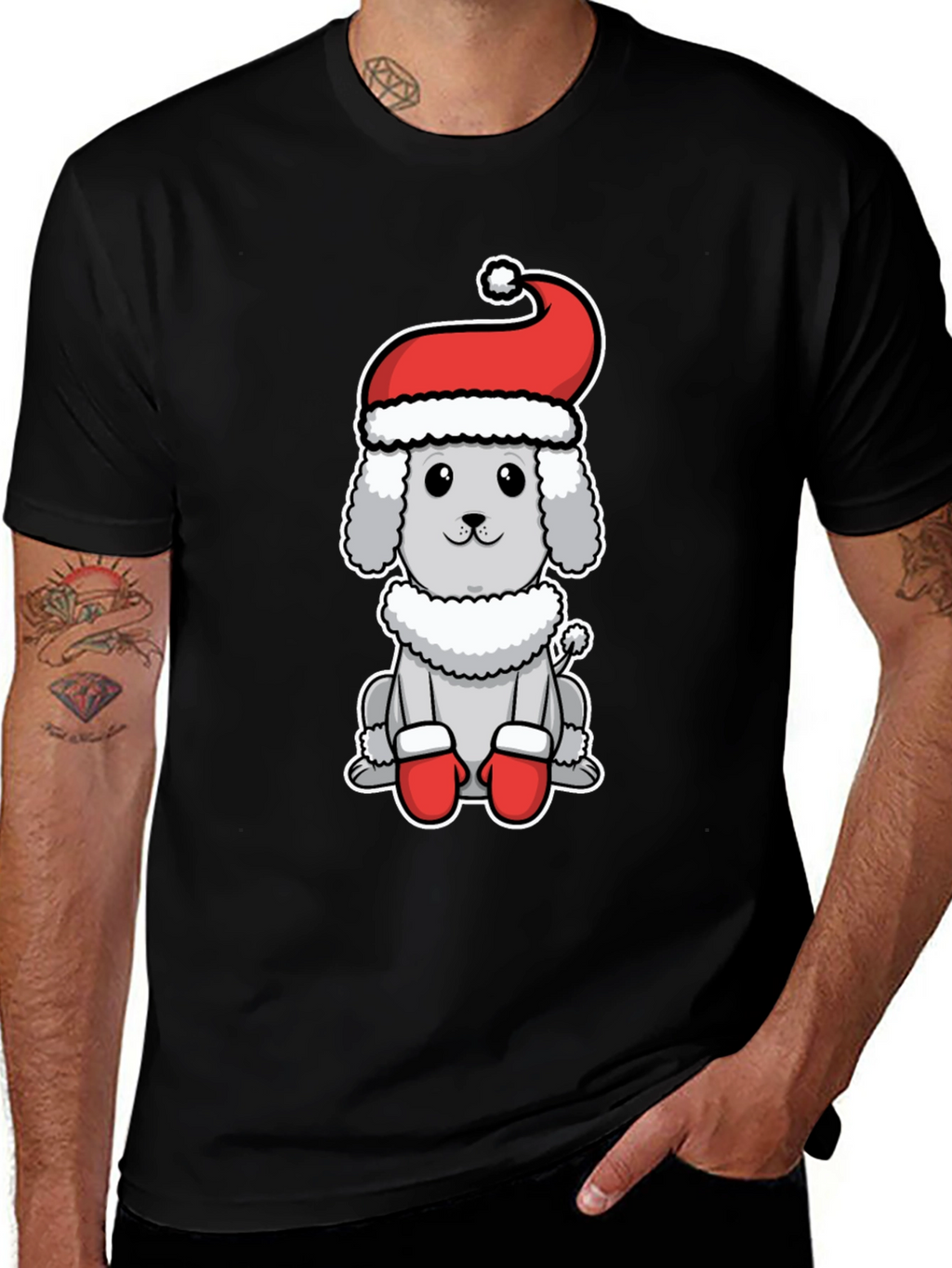Festive Poodle Tee - Holiday Dog Shirt