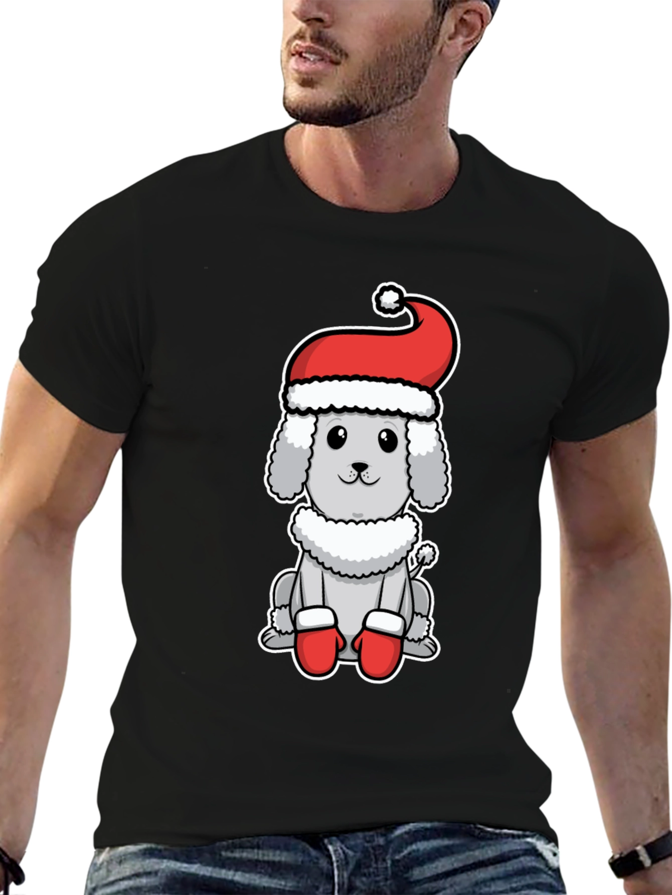 Festive Poodle Tee - Holiday Dog Shirt