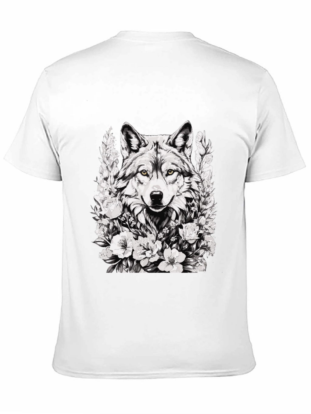 Wolf and Floral Graphic Print Tee