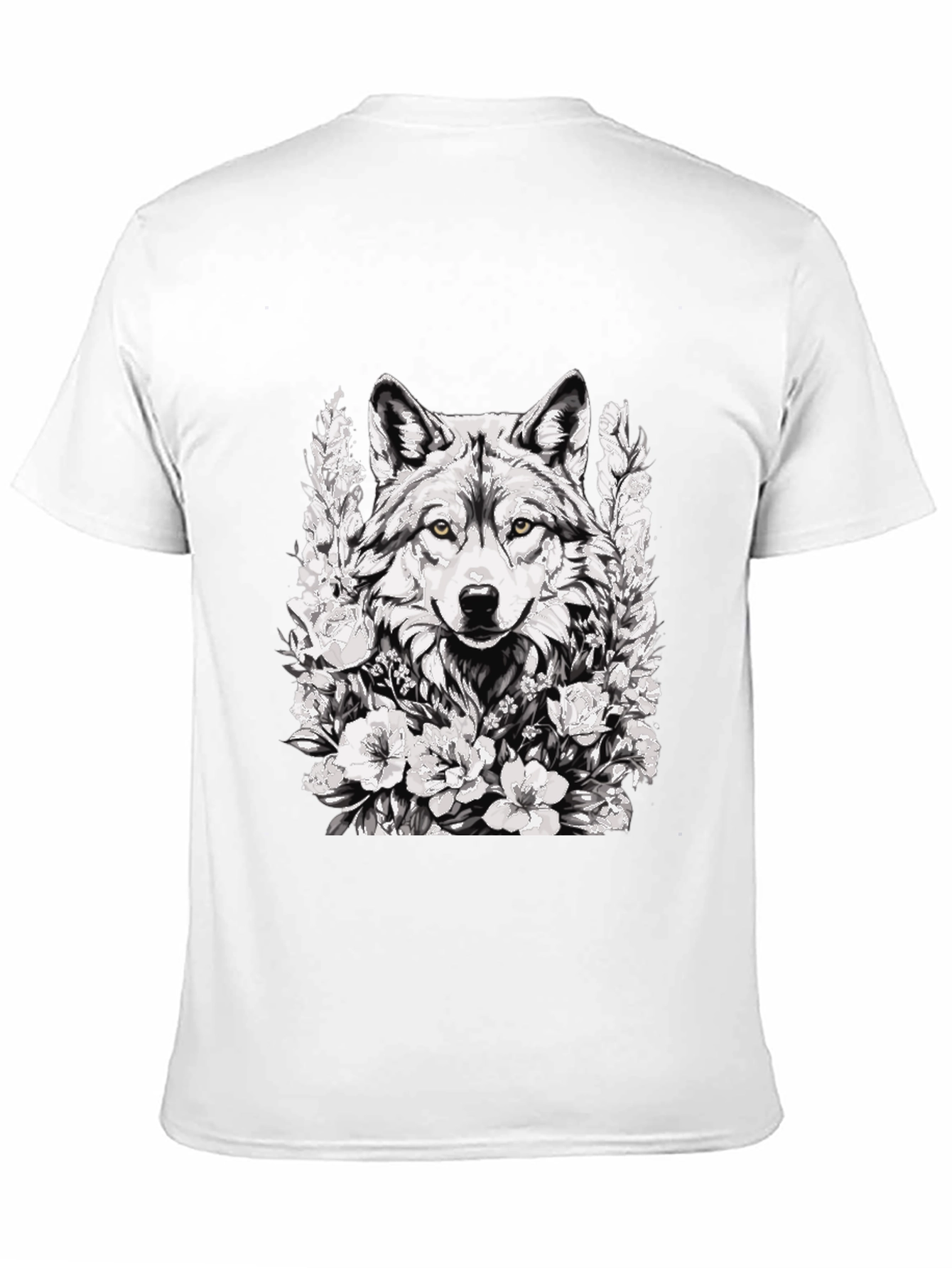 Wolf and Floral Graphic Print Tee