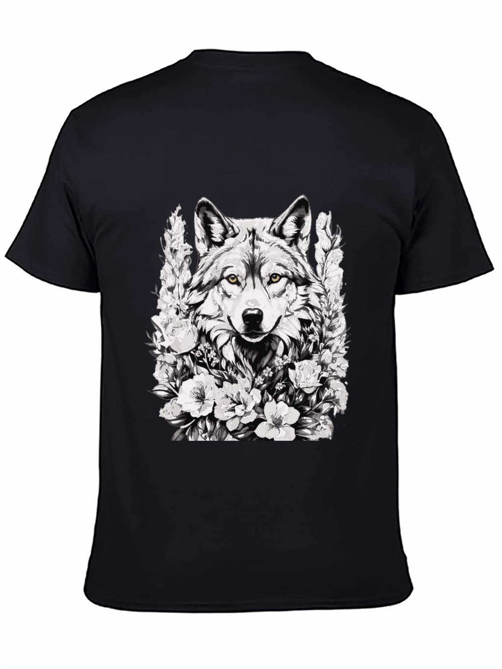 Wolf and Floral Graphic Print Tee