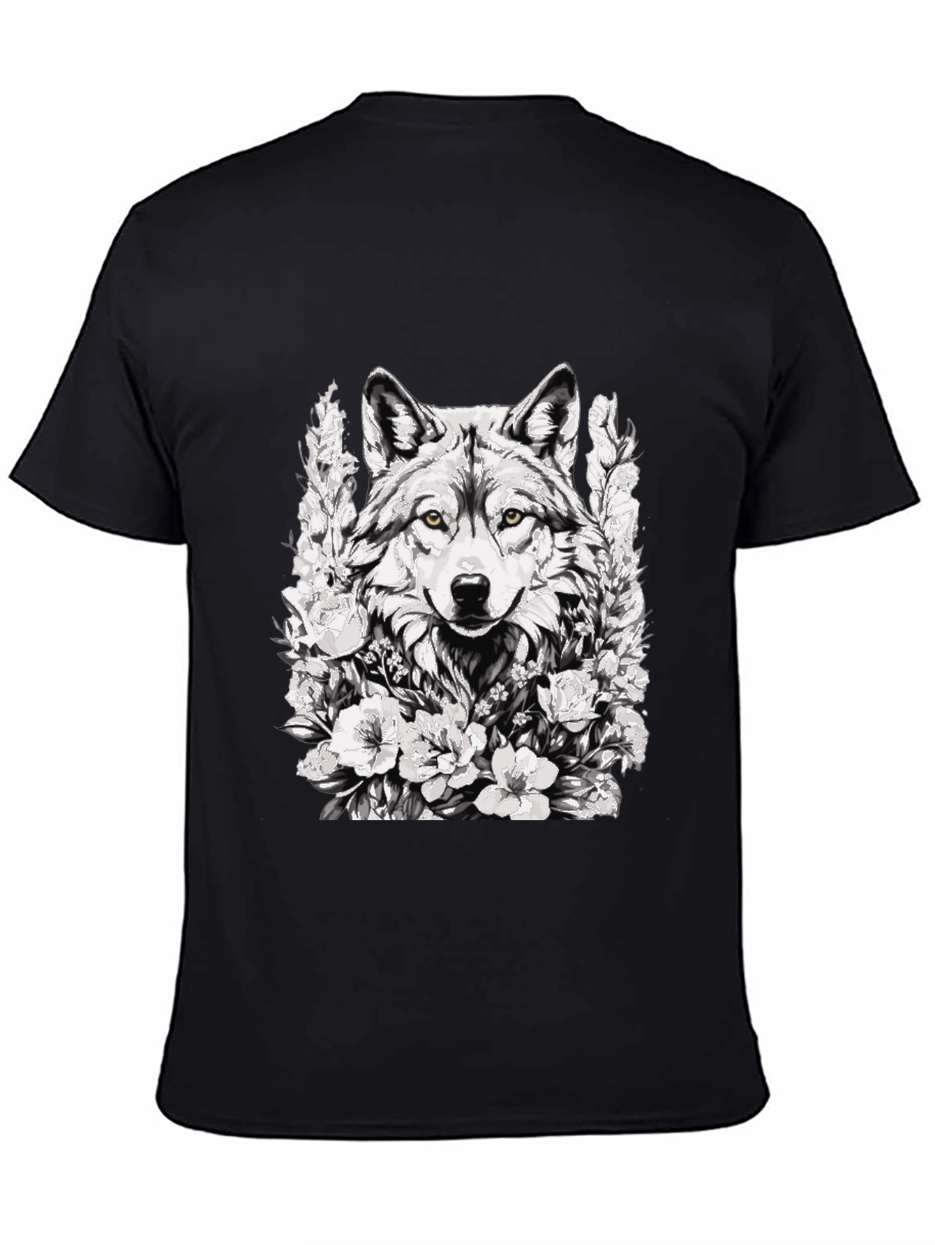 Wolf and Floral Graphic Print Tee