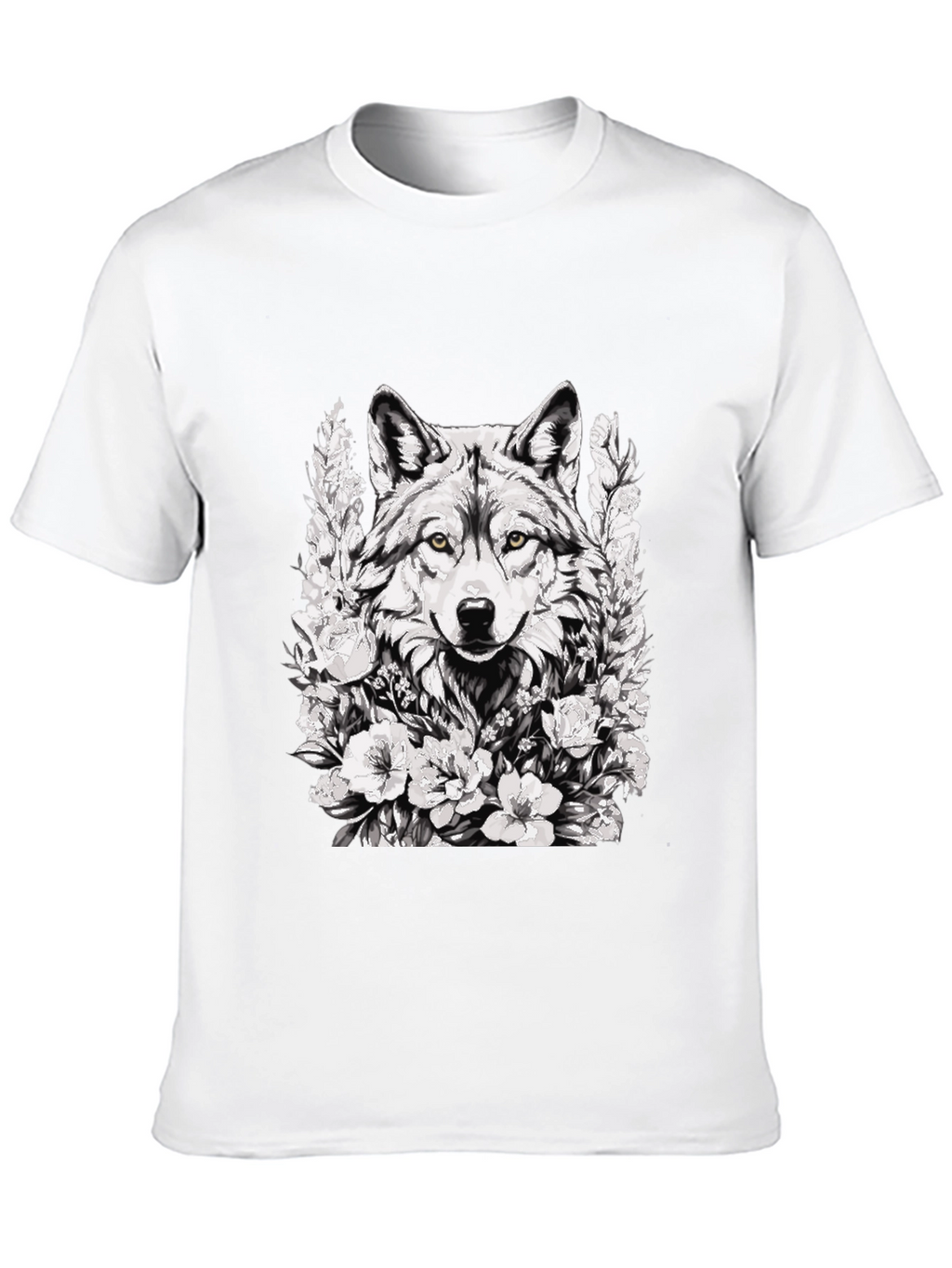 Wolf and Floral Graphic Print Tee