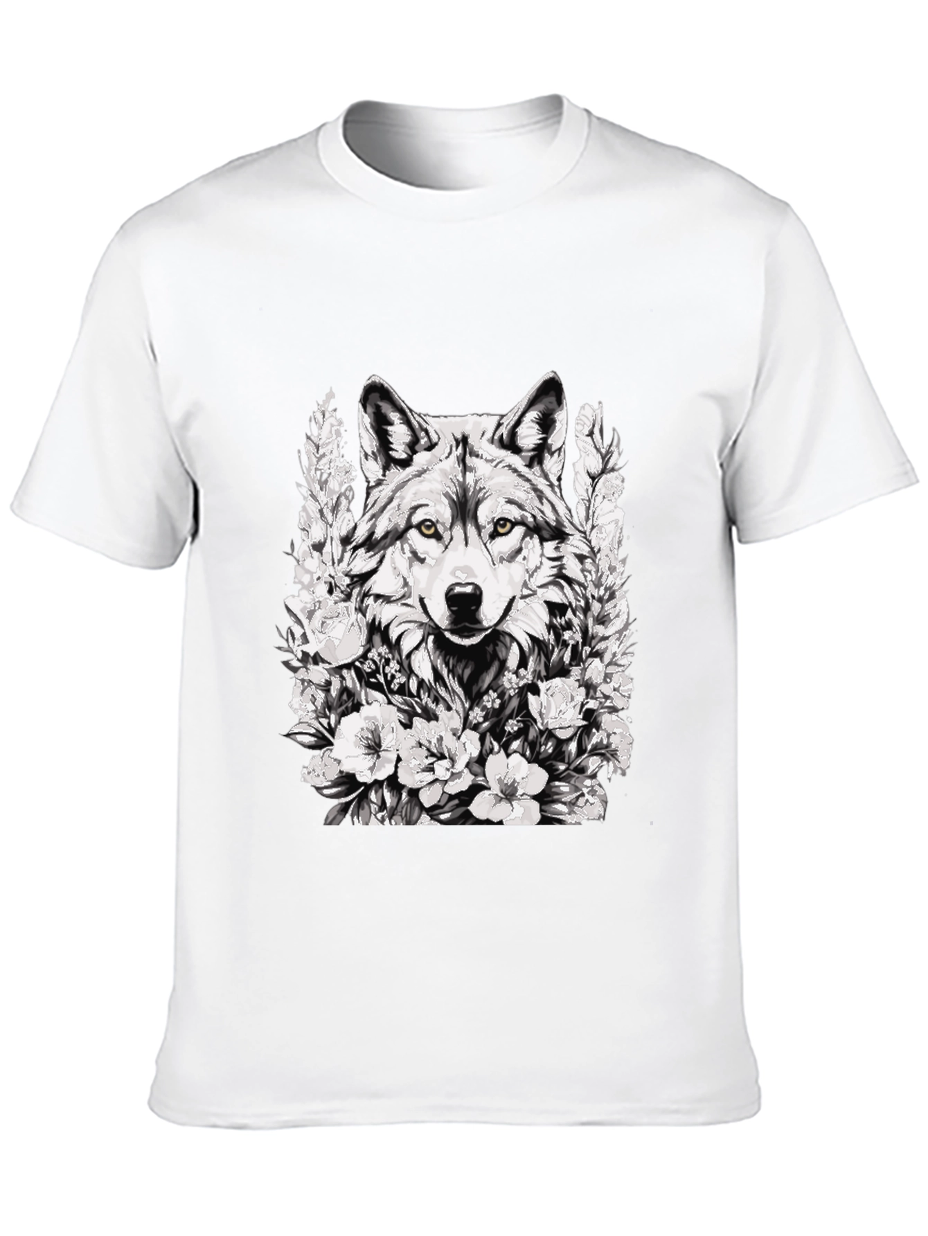 Wolf and Floral Graphic Print Tee