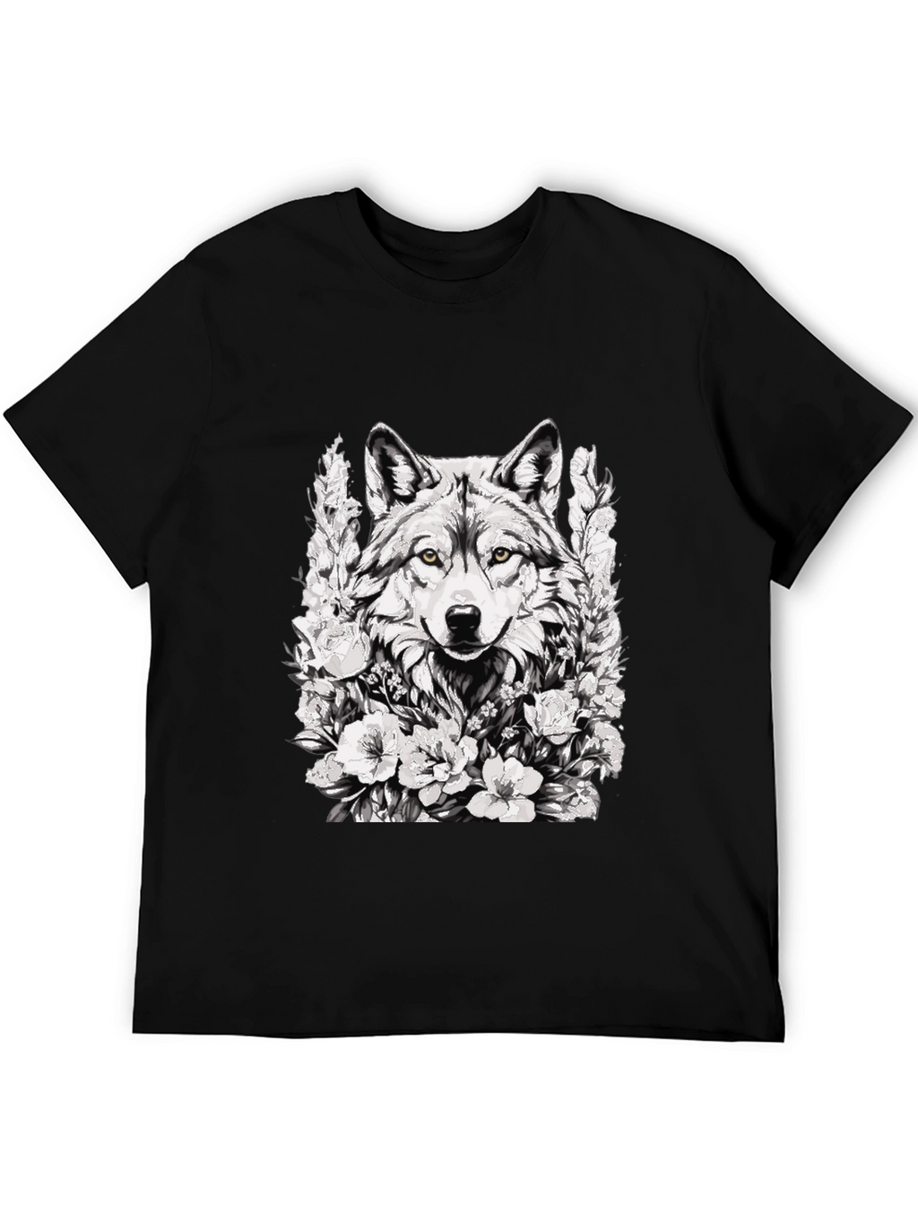 Wolf and Floral Graphic Print Tee