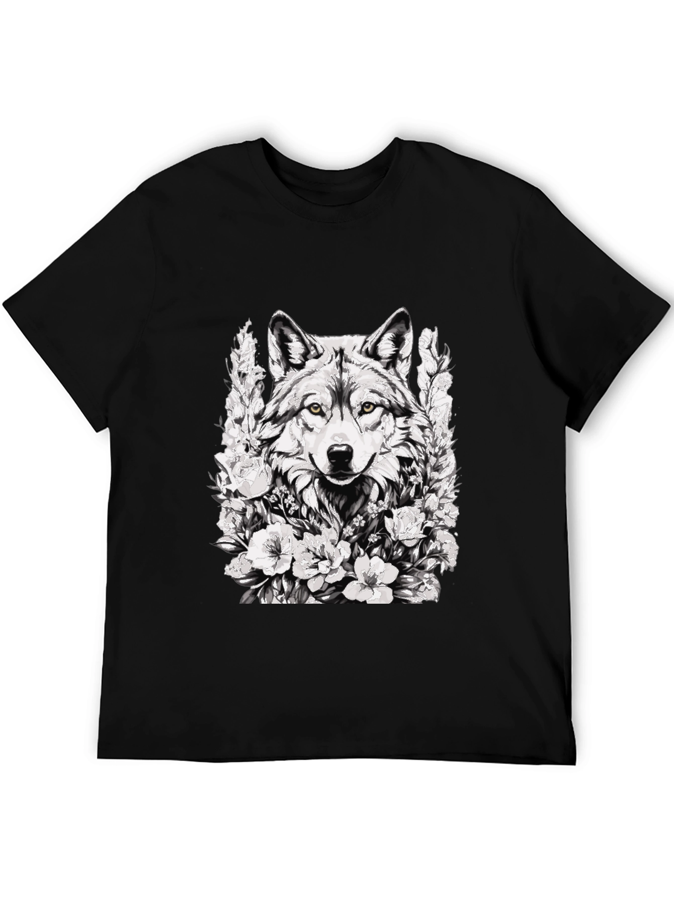 Wolf and Floral Graphic Print Tee
