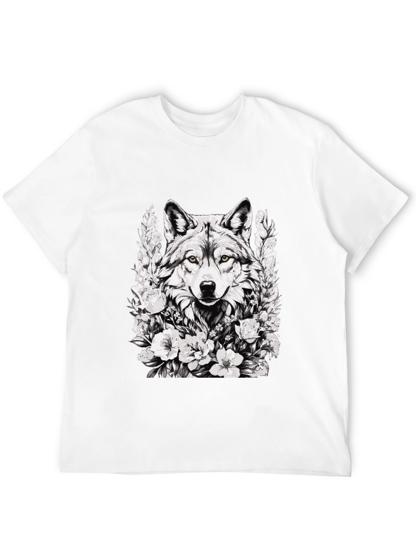 Wolf and Floral Graphic Print Tee