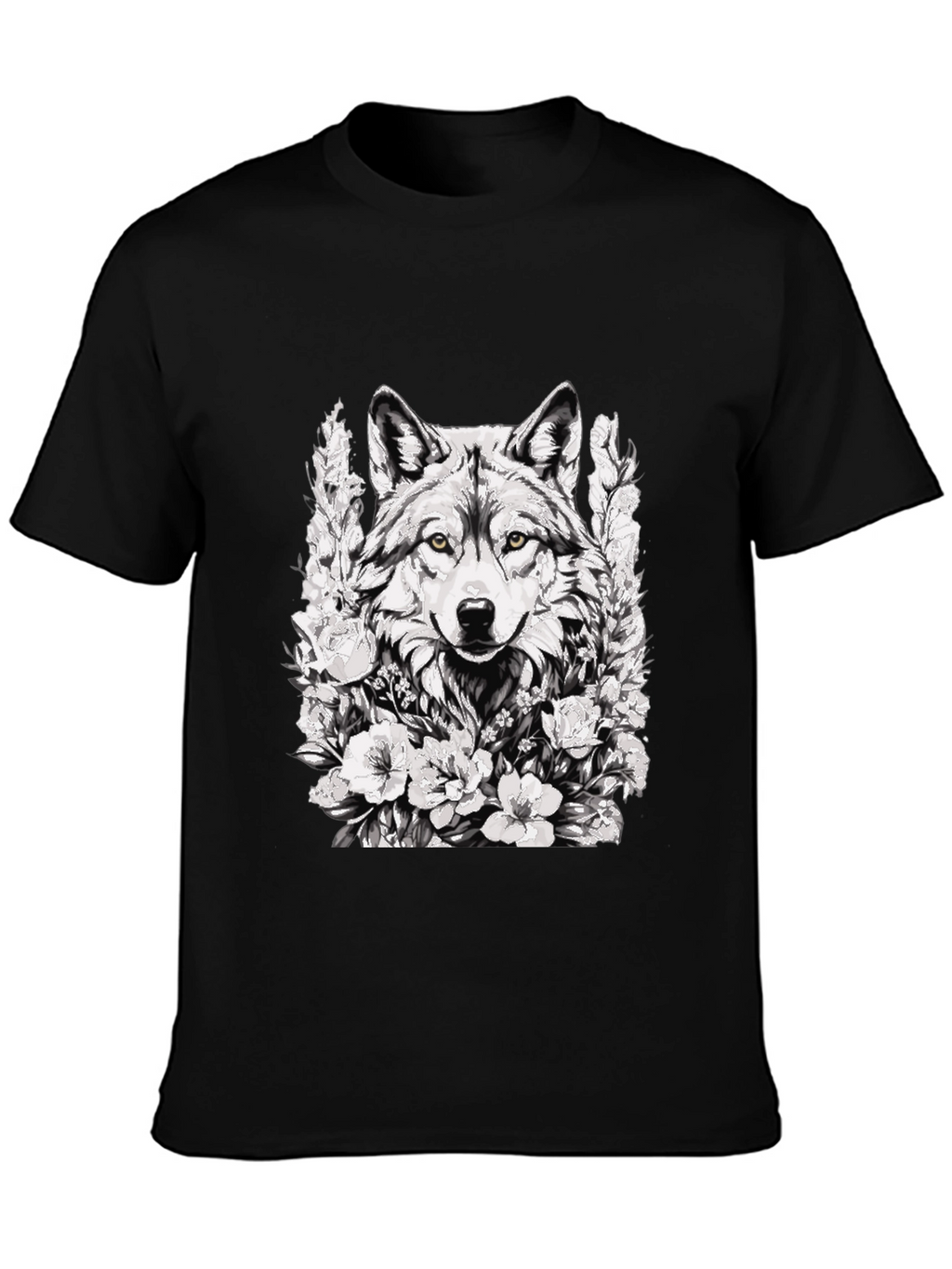 Wolf and Floral Graphic Print Tee