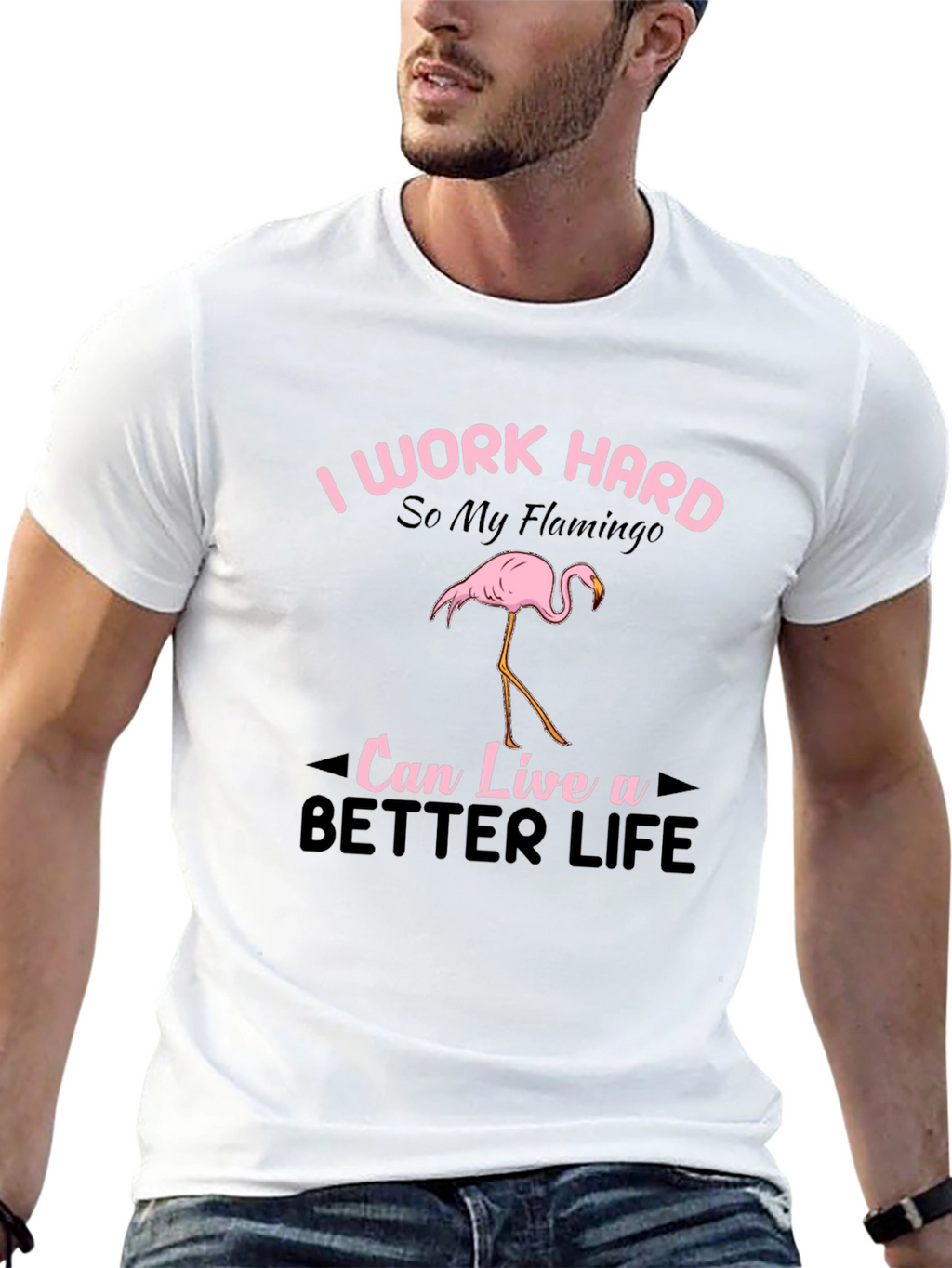 I Work Hard Flamingo Graphic T-Shirt
