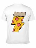 Pizza Lightning Bolt T-Shirt - Black Cotton Tee