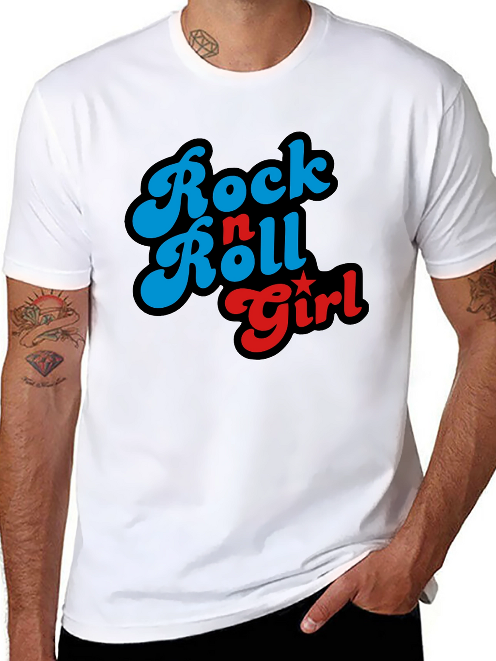 Rock n Roll Girl Graphic Print Black T-Shirt