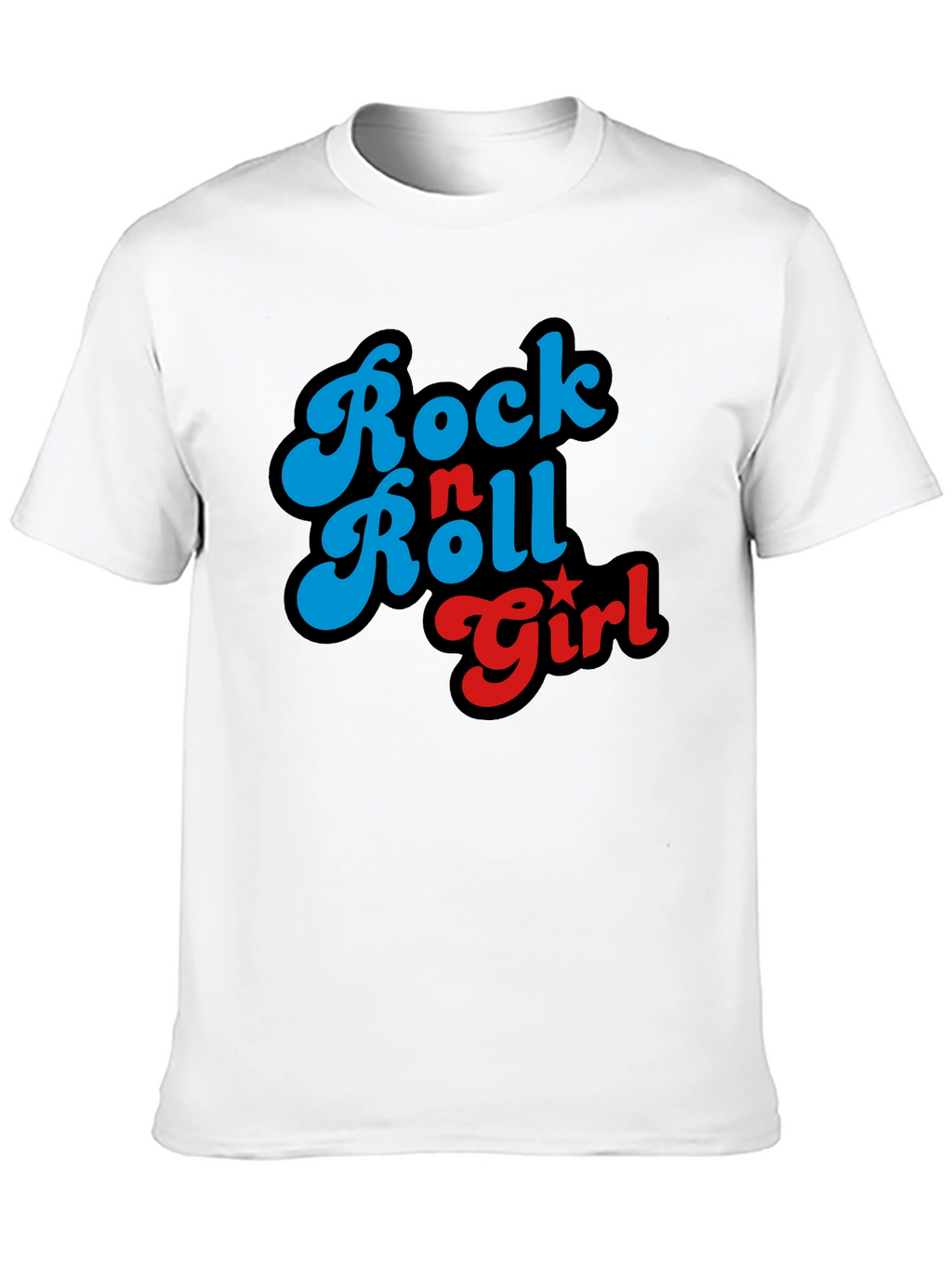 Rock n Roll Girl Graphic Print Black T-Shirt