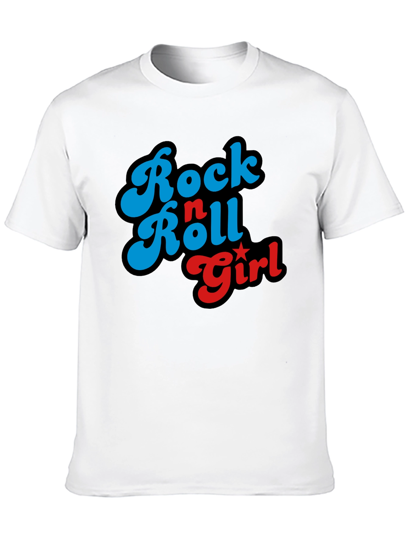 Rock n Roll Girl Graphic Print Black T-Shirt